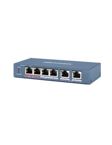 HIKVISION DS-3E0106HP-E - Switch L2, niezarządzalny, 1x HiPoE, 3 x port PoE, 2 x port uplink, max PoE 60W
