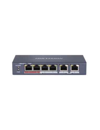HIKVISION DS-3E0106P-E/M - Switch L2, niezarządzalny, 4 x port PoE, 2 x port uplink, max PoE 35W