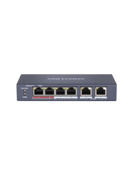 HIKVISION DS-3E0106P-E/M - Switch L2, niezarządzalny, 4 x port PoE, 2 x port uplink, max PoE 35W