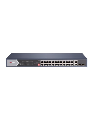 HIKVISION DS-3E0528HP-E - Niezarządzalny switch 24 x PoE 1Gbps 802.3 af/at, 2 x Uplink 1Gbps RJ45, 2 x SFP 1Gbps, 4x HiPoe, 4x L