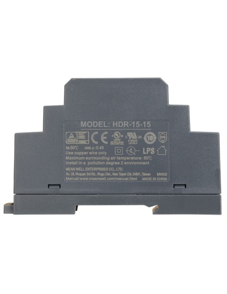 PULSAR HDR-15-15 - Zasilacz na szynę DIN, II klasa izolacji, HDR 15V/15W/1A