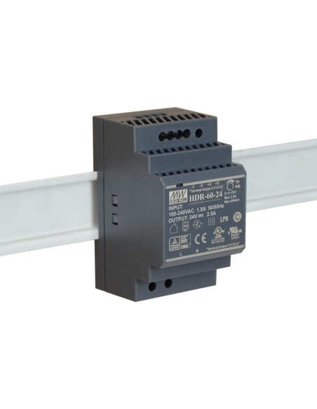PULSAR HDR-60-24 - Zasilacz na szynę DIN, II klasa izolacji, HDR 24V/60W/2.5A
