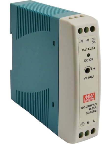 PULSAR MDR-20-15 - Zasilacz na szynę DIN MDR 15V/20W/1,34A