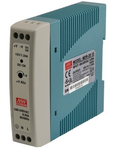 PULSAR MDR-20-15 - Zasilacz na szynę DIN MDR 15V/20W/1,34A 2