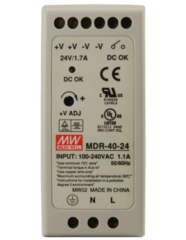 PULSAR MDR-40-24 - Zasilacz na szynę DIN, MDR 24V/40,8W/1,7A