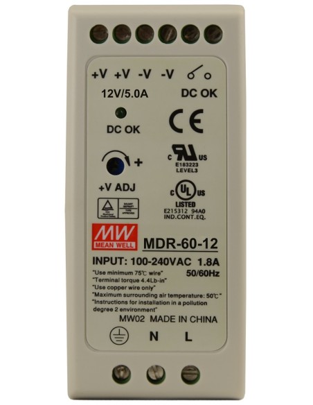 PULSAR MDR-60-12 - Zasilacz 12V/60W/5A na szynę DIN
