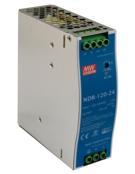 PULSAR NDR-120-24 - Zasilacz na szynę DIN, 24V/120W/5A