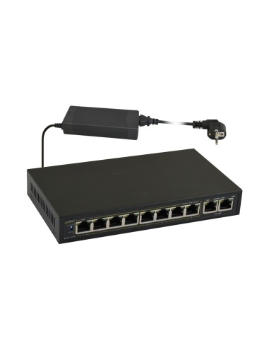 PULSAR S108 - Switch PoE 10-portowy do 8 kamer IP, 8xPoE + 2xUPLINK, zasilacz 48VDC / 30W/port (PoE+)