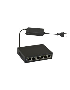 PULSAR S64 - Switch PoE 6-portowy do 4 kamer IP, 4xPoE + 2xUPLINK, zasilacz 48VDC / 15,4W/port
