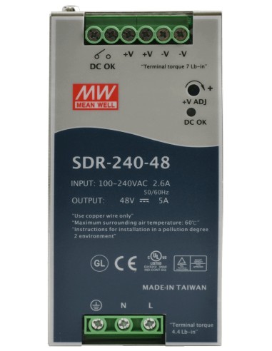 PULSAR SDR-240-48 - Zasilacz na szynę DIN, SDR 48V/240W/5A