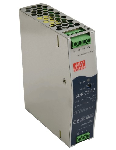 PULSAR SDR-75-12 - Zasilacz na szynę DIN, SDR 12V/75W/6,3A