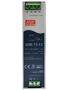 PULSAR SDR-75-12 - Zasilacz na szynę DIN, SDR 12V/75W/6,3A 2