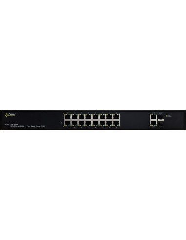PULSAR SF116 - Switch PoE 16-portowy do 16 kamer IP, 16xPoE + 2xUPLINK, zasilacz 48VDC / 15,4W/port