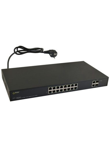 PULSAR SF116 - Switch PoE 16-portowy do 16 kamer IP, 16xPoE + 2xUPLINK, zasilacz 48VDC / 15,4W/port