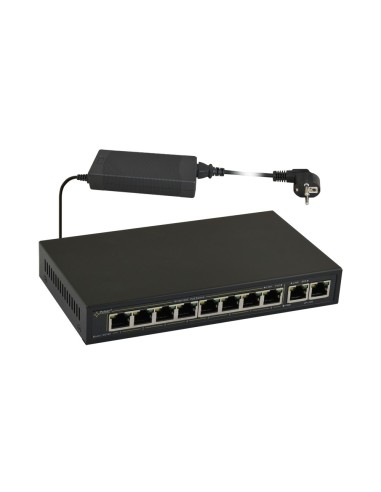 PULSAR SG108 - Switch PoE 10-portowy do 8 kamer IP, 8xPoE + 2xUPLINK, zasilacz 48VDC / 30W/port