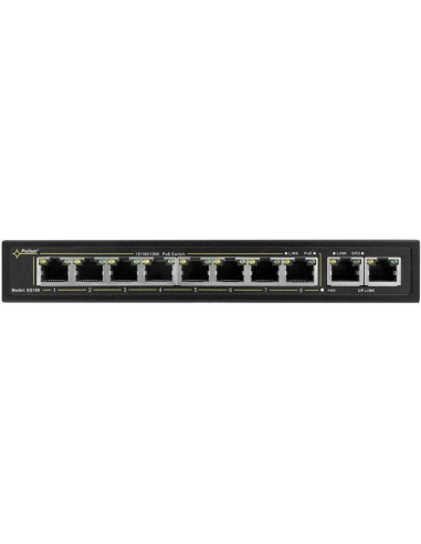 PULSAR SG108 - Switch PoE 10-portowy do 8 kamer IP, 8xPoE + 2xUPLINK, zasilacz 48VDC / 30W/port