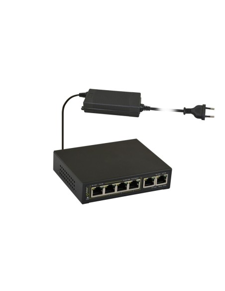 PULSAR SG64 - Switch PoE 6-portowy do 4 kamer IP, 4xPoE + 2xUPLINK, zasilacz 52VDC / 30W/port