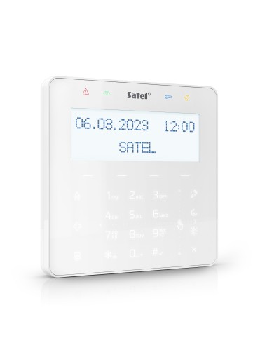 SATEL INT-KSG2R-W - Manipulator z klawiaturą dotykową (biały, wbudowany czytnik kart zbliżeniowych MIFARE - do przyszłych zastos