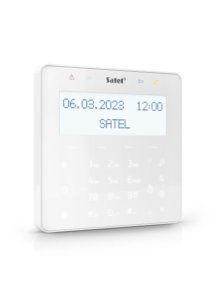 SATEL INT-KSG2R-W - Manipulator z klawiaturą dotykową (biały, wbudowany czytnik kart zbliżeniowych MIFARE - do przyszłych zastos