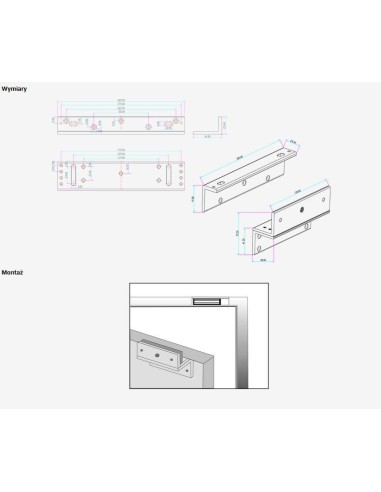 SCOT BK-350ZL2 - Uchwyt montażowy typu "ZL" do drzwi otwieranych do wewnątrz