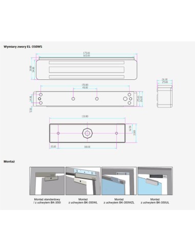 SCOT EL-350WS - Zwora elektromagnetyczna zewnętrzna 180kg z sygnalizacją, 12V / 24V DC