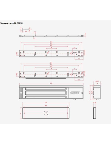SCOT EL-800SL2 - Zwora elektromagnetyczna 350kg z sygnalizacją