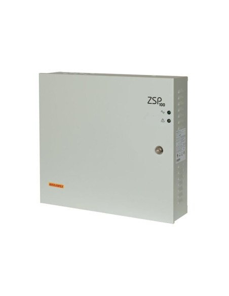 MERAWEX ZSP100-5.5A-18 - Zasilacz do urządzeń ochrony p.poż. 24V Imax b 5,5A, Imax a 4,6A, miejsce na aku 2x12V 18Ah