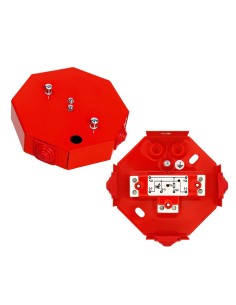 W2 PIP-1AN / 0,375A - Puszka instalacyjna przeciwpożarowa ośmiokątna z bezpiecznikiem 0,375A, kolor czerwony