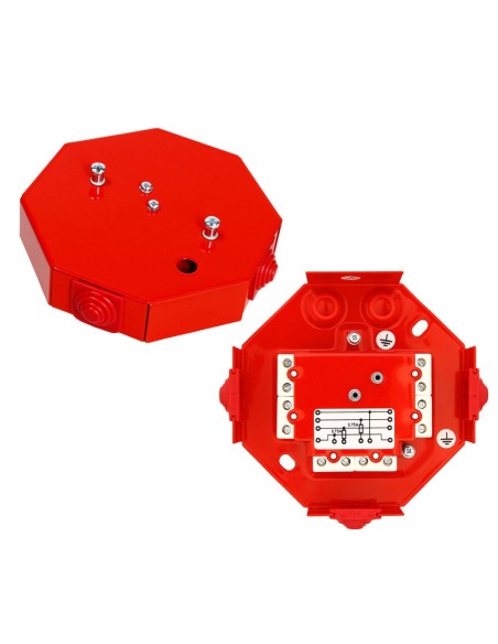 W2 PIP-3AN / 0,75A - Puszka instalacyjna przeciwpożarowa ośmiokątna z bezpiecznikiem 0,75A, kolor czerwony