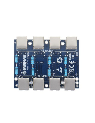 EWIMAR PTF-54-EXT/PoE - Moduł 4-kanałowego zabezpieczenia przeciwprzepięciowego serii EXT do systemów IP z ochroną PoE