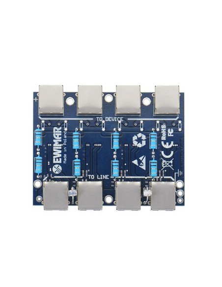 EWIMAR PTF-54-EXT/PoE - Moduł 4-kanałowego zabezpieczenia przeciwprzepięciowego serii EXT do systemów IP z ochroną PoE