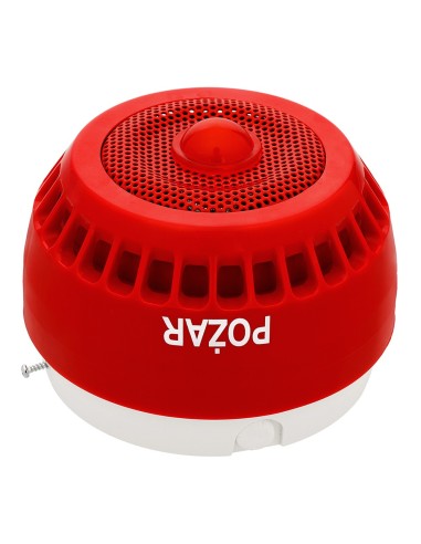 W2 Sygnalizator SGO-PgwA - Sygnalizator głosowo-optyczny czerwona obudowa, światło czerwone, soczewka zamontowana centralnie