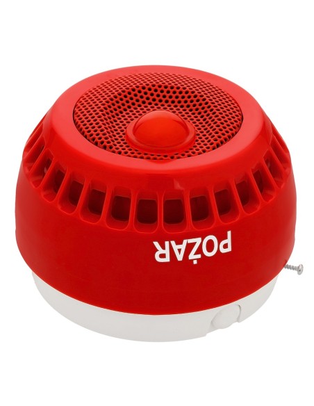 W2 Sygnalizator SGO-PgwB - Sygnalizator głosowo-optyczny czerwona obudowa, światło czerwone, soczewka przesunięta do krawędzi