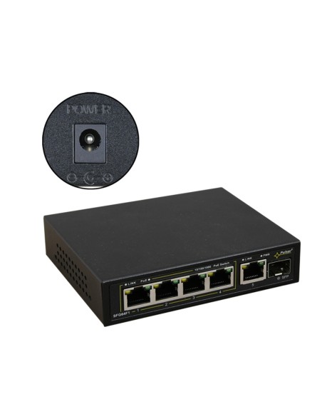 PULSAR SFG64F1WP - Switch PoE 6-portowy SFG64F1WP bez zasilacza do 4 kamer IP