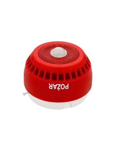 W2 Sygnalizator SGO-PgwA/śb - Sygnalizator głosowo-optyczny czerwona obudowa, światło białe, soczewka zamontowana centralnie