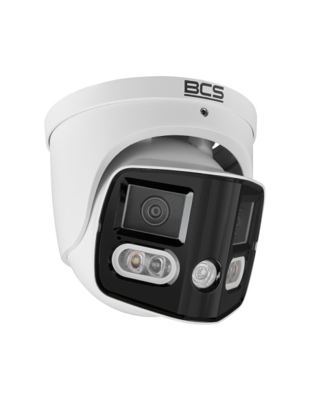 BCS-L-PEIP2X4FCR2L2-Ai1 - Kamera IP kopułowa, 8MP, 2x2.8mm, IR, biale swiatlo, zew. IP67