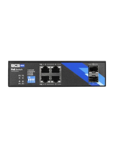 BCS-B-ISP04G-2SFP - Switch 4-portowy z PoE, na szynę DIN, 4xPoE 1Gbps, 2xSFP 1Gbps