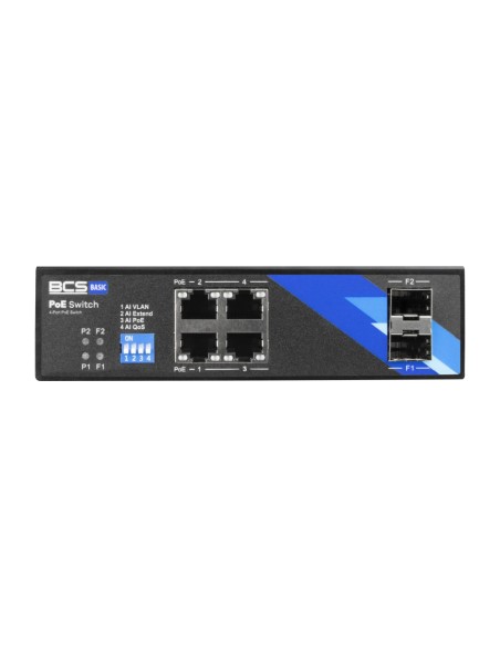 BCS-B-ISP04G-2SFP - Switch 4-portowy z PoE, na szynę DIN, 4xPoE 1Gbps, 2xSFP 1Gbps