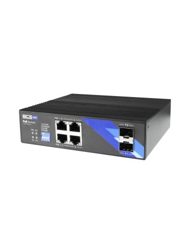 BCS-B-ISP04G-2SFP - Switch 4-portowy z PoE, na szynę DIN, 4xPoE 1Gbps, 2xSFP 1Gbps