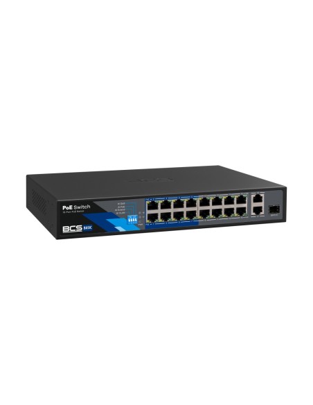 BCS-B-SP1602G-1SFP - Switch PoE, 16xPoE 100Mbps, 2xRJ45 1Gbps, 1xSFP 1Gbps