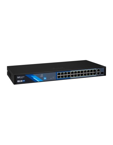 BCS-B-SP2402G-1SFP - Switch 24-portowy PoE, 24xPoE 100Mbps, 2xRj-45 1Gbps, 1xSFP 1Gbps