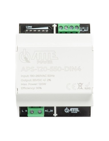 ATTE APS-120-550-DIN4 - Zasilacz sieciowy SMPS 55V 120W w obudowie DIN4