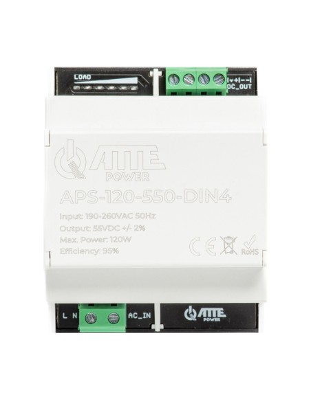 ATTE APS-120-550-DIN4 - Zasilacz sieciowy SMPS 55V 120W w obudowie DIN4
