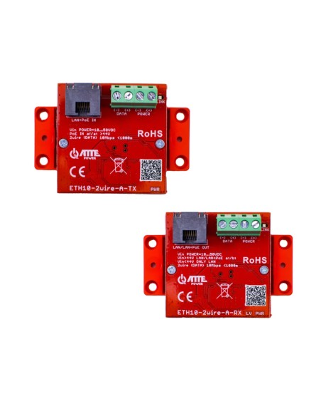 ATTE ETH10-2wire-A-SET - Zestaw do transmisji LAN 10Mbos + PoE po 2 żyłach