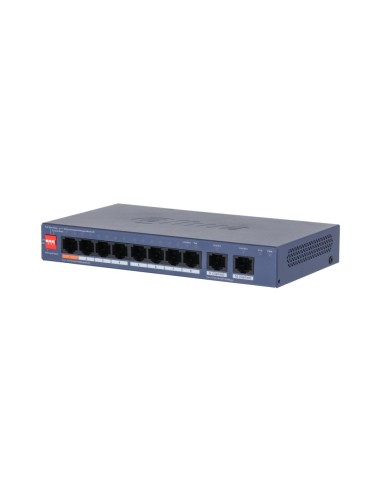 DAHUA CS4010-8GT-60 - Switch 10-portowy, zarządzany w chmurze, 1x port Hi-PoE 1000Mbps, 7x port PoE 1000Mbps, 2x RJ-45 1000Mbps