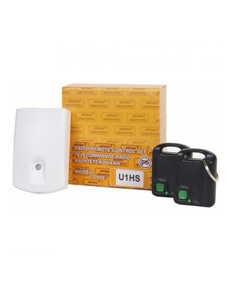 ELMES U1HS - Zestaw zdalnego sterowania, zasilanie 12V, superheterodyna, pamięć 112 pilotów, 2 piloty breloki, zasięg 100 m