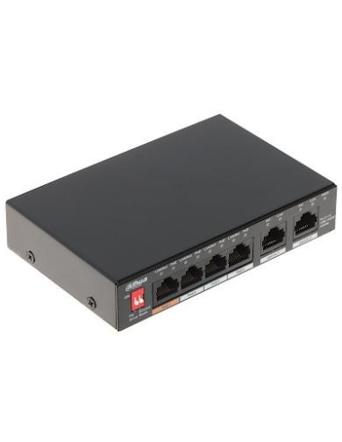 DAHUA PFS3006-4GT-60-V2 - Switch 6 portowy gigabitowy, 4x PoE, niezarządzalny